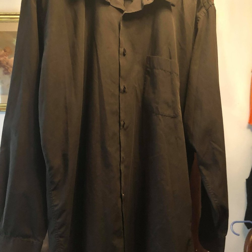 Diamante Mens Size XLG Black Button Up Shirt